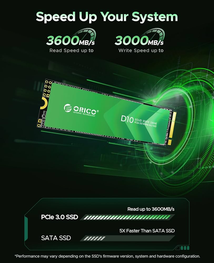 J*O様 nvme 2280 2TB M.2 SSD ORICO NVMe SSD 2TB M.2 with Heatsink, PCIe Gen3x4 2280